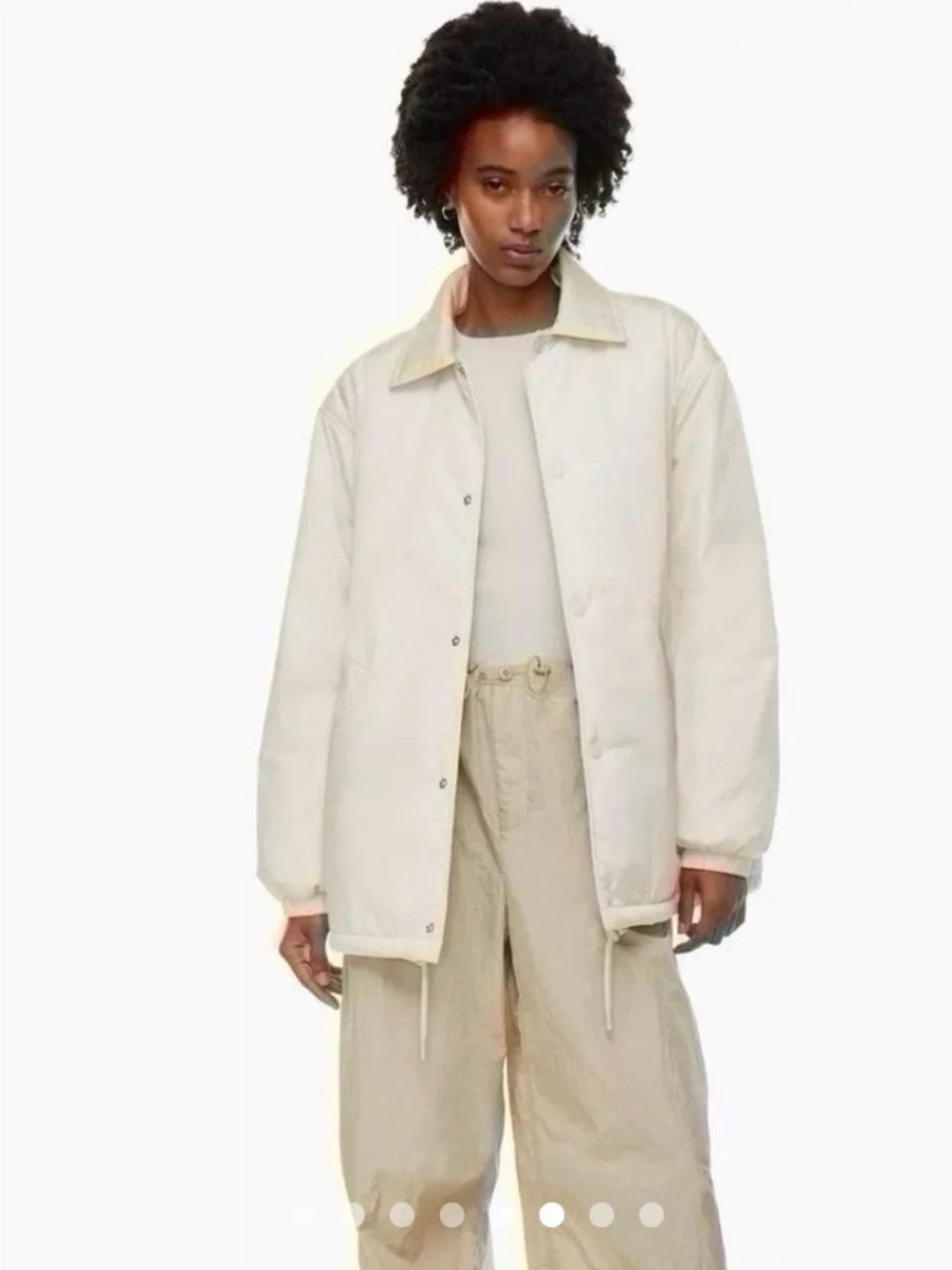 Aritzia TNA The Coaches Jacket Matte Pearl Cream Sz M